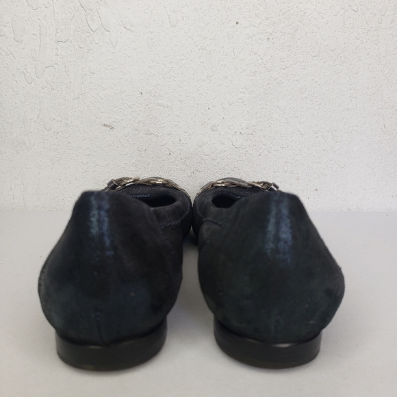 AGL Attilio Giusti Black Leather Snake Print Flats - Picture 5 of 11